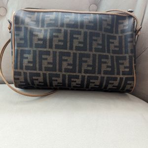 Fendi Brown and Black Zucca Crossbody Bag